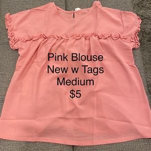 Brand New Pink Ruffle Babydoll Blouse